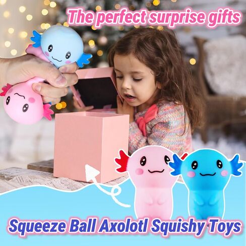 2 Pack Squishy Axolotl Stress Dough Sugar Ball Squeeze Fidget Toys for Kids and Adults, Cute Salamander Toys Squishy Stress Balls for Girls and Boys, Anxiety Relief, Birthday Gifts in Saudi Arabia