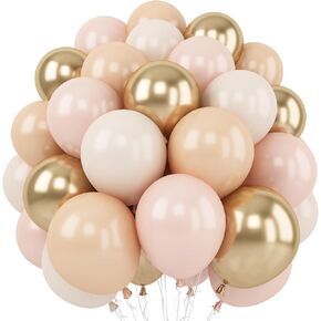 White Sand Gold Balloons Set, 12 Inch Double Stuffed Blush Beige Boho Party Balloons with Metallic Chrome Gold Neutral Cream Nude Latex Balloon for Birthday Baby Bridal Shower Wedding Party Decoration in Kuwait