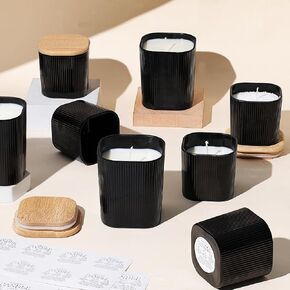 12oz ، الجرار الشمعة 6oz العنبر مع أغطية لصنع شموع من 12 ، حاويات شموع فارغة مضلعة ، وصنع الشموع لوازم DIY ، الهدايا ، حاوية عينة العنبر ، بوهو فول هالوين ديكور in Kuwait