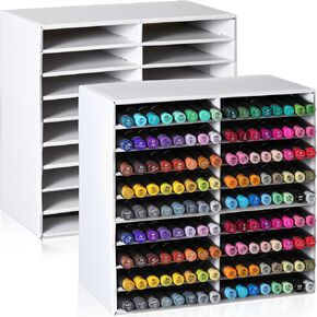 Ammostingspark 2 PCS Marker Storage Organizer for 252 Markers Cardboard Art Pain Pen Rack Organizer لتخزين فرش الطلاء أقلام رصيل ملونة لاستوديو Office Classroom (White) in Saudi Arabia