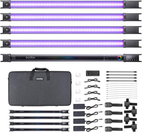 Godox TL60 RGB Tube Light,CRI 96 TLCI 98,Color Temper 2700K~6500K,100% Brightness (LUX),39 FX Effects,2.4G Wireless,Support APP Control/DMX Control in Kuwait