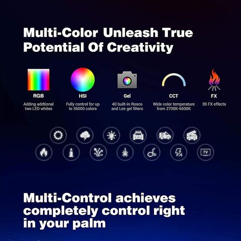 Godox TL60 RGB Tube Light,CRI 96 TLCI 98,Color Temper 2700K~6500K,100% Brightness (LUX),39 FX Effects,2.4G Wireless,Support APP Control/DMX Control in Kuwait