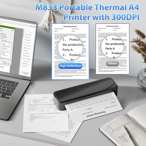 طابعة Phomemo Portable ، M833 ترقية الطابعات اللاسلكية المحمولة غير القابلة للتشغيل للسفر ، ودعم طابعة تسمية بلوتوث 8.5 '× 11' in Saudi Arabia