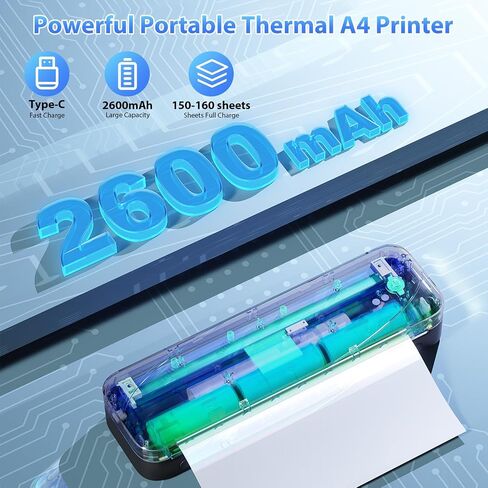 طابعة Phomemo Portable ، M833 ترقية الطابعات اللاسلكية المحمولة غير القابلة للتشغيل للسفر ، ودعم طابعة تسمية بلوتوث 8.5 '× 11' in Saudi Arabia
