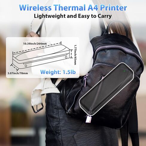 طابعة Phomemo Portable ، M833 ترقية الطابعات اللاسلكية المحمولة غير القابلة للتشغيل للسفر ، ودعم طابعة تسمية بلوتوث 8.5 '× 11' in Saudi Arabia