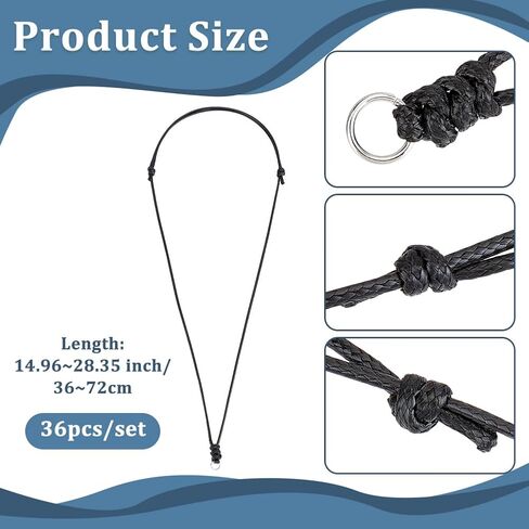 PH PandaHall Waxed Cord Necklace 36pcs Necklace String Rope Adjustable Necklaces With Metal Ring for Pendants Jewelry Making in Saudi Arabia