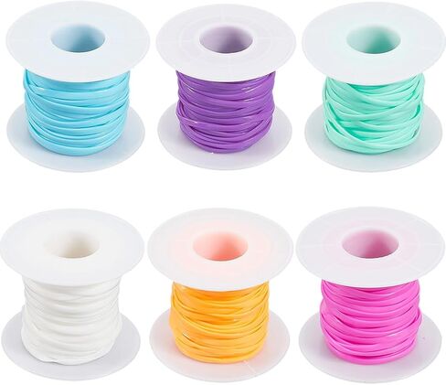 6 لفات 6 ألوان سلاسل البلاستيك الحبل الحلوى لوني اللون المرن gimp lacing قوس قزح pvc string kit kit for crafts bracelets keychains boondoggle make diy crafts supplies supplies in Saudi Arabia