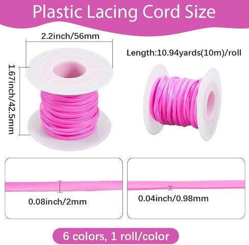 6 لفات 6 ألوان سلاسل البلاستيك الحبل الحلوى لوني اللون المرن gimp lacing قوس قزح pvc string kit kit for crafts bracelets keychains boondoggle make diy crafts supplies supplies in Saudi Arabia