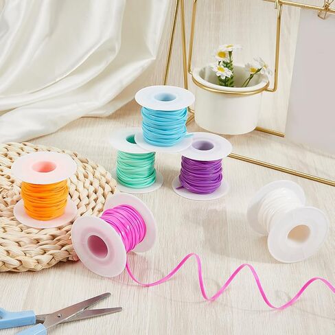 6 لفات 6 ألوان سلاسل البلاستيك الحبل الحلوى لوني اللون المرن gimp lacing قوس قزح pvc string kit kit for crafts bracelets keychains boondoggle make diy crafts supplies supplies in Saudi Arabia