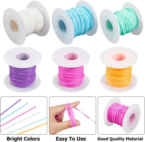 6 لفات 6 ألوان سلاسل البلاستيك الحبل الحلوى لوني اللون المرن gimp lacing قوس قزح pvc string kit kit for crafts bracelets keychains boondoggle make diy crafts supplies supplies in Saudi Arabia
