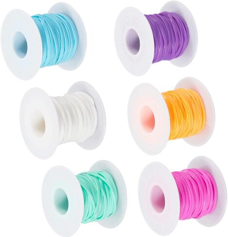 6 لفات 6 ألوان سلاسل البلاستيك الحبل الحلوى لوني اللون المرن gimp lacing قوس قزح pvc string kit kit for crafts bracelets keychains boondoggle make diy crafts supplies supplies in Saudi Arabia