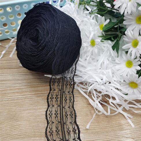 50M 1 3/4 Inch White Lace Ribbon Ivory Vintage Crochet Lace Roll Non Stretch Polyester Scalloped Edge Jacquard Lace Trimming for Sewing Making Craft Wedding Bouquet Wreath Gift Wrapping DIY in Saudi Arabia
