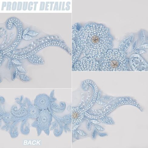 Gorgecraft 2pcs 3d دانتيل من الدانتيل بؤلؤة اللؤلؤة الزهرة الدانتيل الدانتيل الزفاف خياطة على بقع الزهور in Saudi Arabia