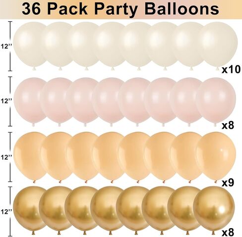 White Sand Gold Balloons Set, 12 Inch Double Stuffed Blush Beige Boho Party Balloons with Metallic Chrome Gold Neutral Cream Nude Latex Balloon for Birthday Baby Bridal Shower Wedding Party Decoration in Kuwait