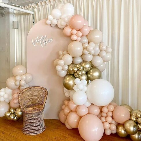 White Sand Gold Balloons Set, 12 Inch Double Stuffed Blush Beige Boho Party Balloons with Metallic Chrome Gold Neutral Cream Nude Latex Balloon for Birthday Baby Bridal Shower Wedding Party Decoration in Kuwait