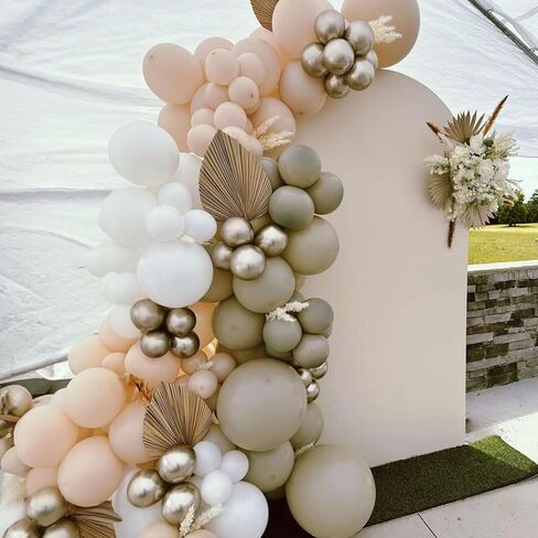 White Sand Gold Balloons Set, 12 Inch Double Stuffed Blush Beige Boho Party Balloons with Metallic Chrome Gold Neutral Cream Nude Latex Balloon for Birthday Baby Bridal Shower Wedding Party Decoration in Kuwait