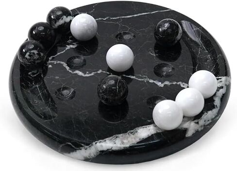 لعبة Marble Tic Tac Tae Board Game 6 بوصات لعبة Black و Verona Stone Ball Game لغرفة المعيشة ، رف الكتب ، عيد ميلاد ، زخرفة داخلية وظيفية in Kuwait
