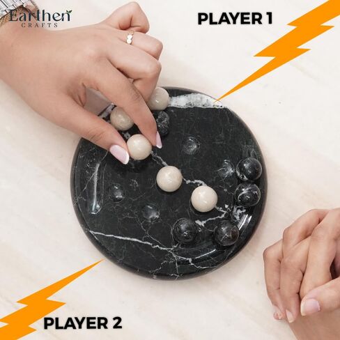 لعبة Marble Tic Tac Tae Board Game 6 بوصات لعبة Black و Verona Stone Ball Game لغرفة المعيشة ، رف الكتب ، عيد ميلاد ، زخرفة داخلية وظيفية in Kuwait