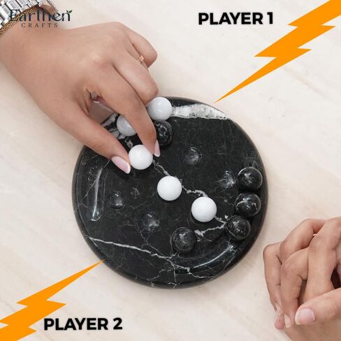 لعبة Marble Tic Tac Tae Board Game 6 بوصات لعبة Black و Verona Stone Ball Game لغرفة المعيشة ، رف الكتب ، عيد ميلاد ، زخرفة داخلية وظيفية in Kuwait