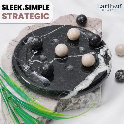 لعبة Marble Tic Tac Tae Board Game 6 بوصات لعبة Black و Verona Stone Ball Game لغرفة المعيشة ، رف الكتب ، عيد ميلاد ، زخرفة داخلية وظيفية in Kuwait