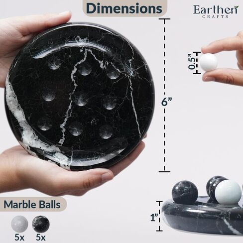 لعبة Marble Tic Tac Tae Board Game 6 بوصات لعبة Black و Verona Stone Ball Game لغرفة المعيشة ، رف الكتب ، عيد ميلاد ، زخرفة داخلية وظيفية in Kuwait