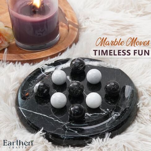 لعبة Marble Tic Tac Tae Board Game 6 بوصات لعبة Black و Verona Stone Ball Game لغرفة المعيشة ، رف الكتب ، عيد ميلاد ، زخرفة داخلية وظيفية in Kuwait