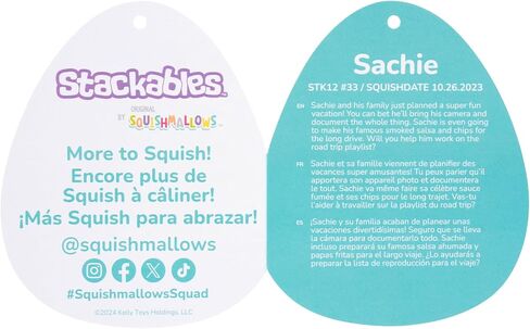 Squishmallows Original 12-Inch Sachie Grey Striped Shark Stackables - Official Jazwares Plush in Saudi Arabia