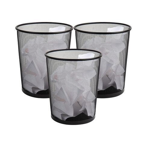 Mind Reader Mesh Trash Can ، مجموعة من 3 ، سلة ورقية نفايات ، جولة ، مكتب ، شبكة معدنية ، 11.5 "L x 11.5" W × 13.75 "H ، Black in Saudi Arabia