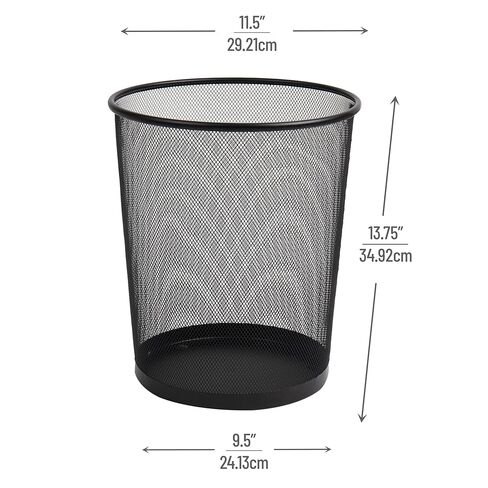 Mind Reader Mesh Trash Can ، مجموعة من 3 ، سلة ورقية نفايات ، جولة ، مكتب ، شبكة معدنية ، 11.5 "L x 11.5" W × 13.75 "H ، Black in Saudi Arabia
