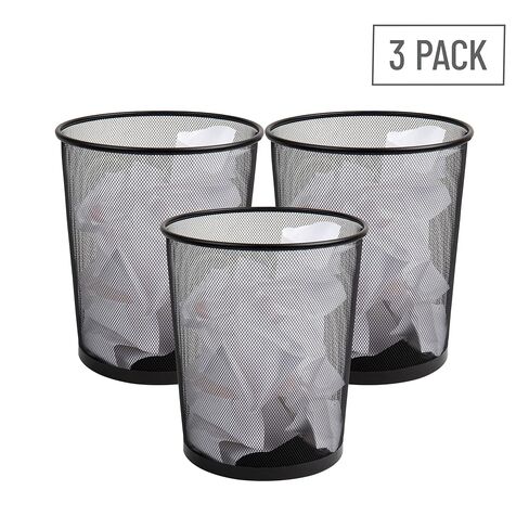 Mind Reader Mesh Trash Can ، مجموعة من 3 ، سلة ورقية نفايات ، جولة ، مكتب ، شبكة معدنية ، 11.5 "L x 11.5" W × 13.75 "H ، Black in Saudi Arabia