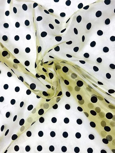 Frugha Lace Fabric - Black Polka Dot Flock Pointed Proted Cheer Cloth لخياطة فستان رقص حفل الزفاف الأسود 1 YD in Kuwait