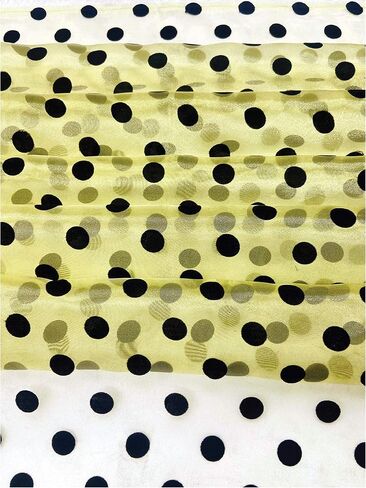 Frugha Lace Fabric - Black Polka Dot Flock Pointed Proted Cheer Cloth لخياطة فستان رقص حفل الزفاف الأسود 1 YD in Kuwait