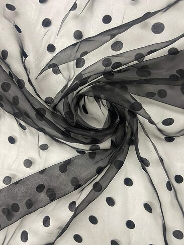 Frugha Lace Fabric - Black Polka Dot Flock Pointed Proted Cheer Cloth لخياطة فستان رقص حفل الزفاف الأسود 1 YD in Kuwait