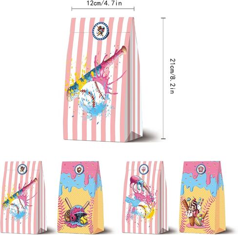 12 Ice Cream Drip Baseball Party Supplies Paper Paps ، مناسبة لزخارف آيس كريم بيسبول. in Kuwait