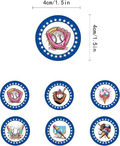12 Ice Cream Drip Baseball Party Supplies Paper Paps ، مناسبة لزخارف آيس كريم بيسبول. in Kuwait