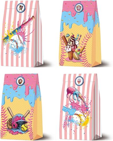 12 Ice Cream Drip Baseball Party Supplies Paper Paps ، مناسبة لزخارف آيس كريم بيسبول. in Kuwait