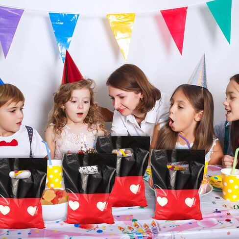 50pcs Red and Black Gift Snack Bags, Cartoon Animation Themed Party Favors Bags Cute Candy Treats Goodie Bag Perfect for Birthday Party Decorations Supplies in Saudi Arabia