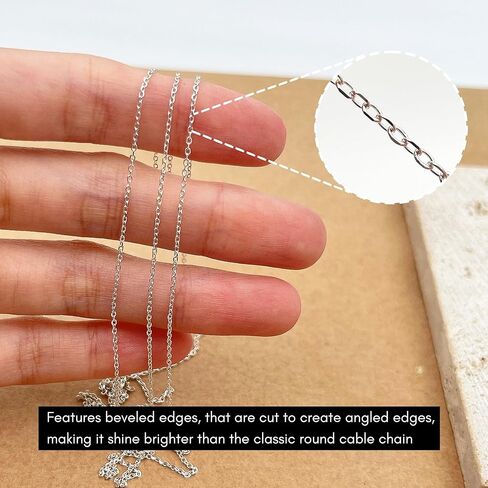 3feet 0.9mm 925 Sterling Silver Cable سلسلة الارتباط بشكل كبير لصنع المجوهرات الحرفية DIY (1.32 جرام) in Kuwait