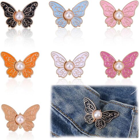 7pcs butterfly الخصر مشدود للنساء ، سراويل زر الخصر دبابيس دبابيس الإبزيم لا خياطة لا أدوات مقاطع قابلة للتعديل مزودات لوازم الجينز الفضفاض in Saudi Arabia