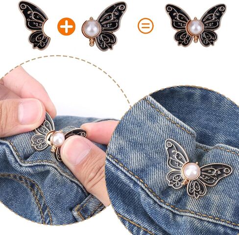 7pcs butterfly الخصر مشدود للنساء ، سراويل زر الخصر دبابيس دبابيس الإبزيم لا خياطة لا أدوات مقاطع قابلة للتعديل مزودات لوازم الجينز الفضفاض in Saudi Arabia