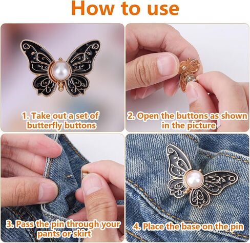 7pcs butterfly الخصر مشدود للنساء ، سراويل زر الخصر دبابيس دبابيس الإبزيم لا خياطة لا أدوات مقاطع قابلة للتعديل مزودات لوازم الجينز الفضفاض in Saudi Arabia