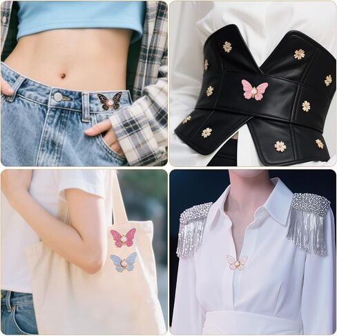 7pcs butterfly الخصر مشدود للنساء ، سراويل زر الخصر دبابيس دبابيس الإبزيم لا خياطة لا أدوات مقاطع قابلة للتعديل مزودات لوازم الجينز الفضفاض in Saudi Arabia