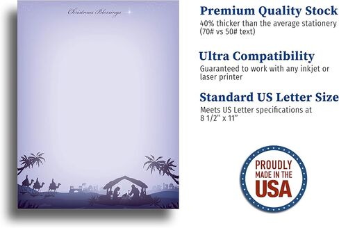 Star of Bethlehem Christmas Stationery Paper - 50 Letterhead Sheets in Saudi Arabia