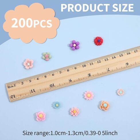 200 PCS Flatback Slime Sharms ، Mini Flower Charms for Craft ، Resin Flower Ends ، Cabochons Mixed Colors For Jewelry Making Abs in Saudi Arabia