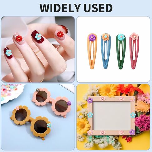200 PCS Flatback Slime Sharms ، Mini Flower Charms for Craft ، Resin Flower Ends ، Cabochons Mixed Colors For Jewelry Making Abs in Saudi Arabia