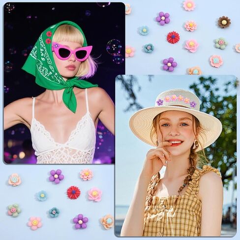 200 PCS Flatback Slime Sharms ، Mini Flower Charms for Craft ، Resin Flower Ends ، Cabochons Mixed Colors For Jewelry Making Abs in Saudi Arabia