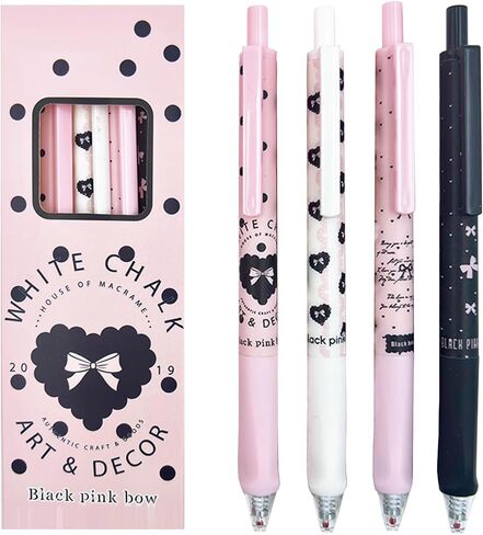 4 Pcs Cute Retractable Pens Bowknot Gel Pens 0.5mm Fine Point Black Ink Smooth Writing Pen Office School Supplies Cartoon Kawaii Blue Pen for Women Girls (Blue) in Saudi Arabia