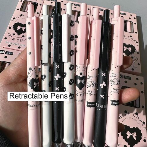 4 Pcs Cute Retractable Pens Bowknot Gel Pens 0.5mm Fine Point Black Ink Smooth Writing Pen Office School Supplies Cartoon Kawaii Blue Pen for Women Girls (Blue) in Saudi Arabia