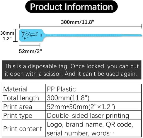 100pcs علامة الشعار المخصصة العلامة zip ropies الأمان البلاستيكي أبيض الملابس العلامة التجارية العلامة التجارية معلقة العلامات 300 مم/11.8 " in Saudi Arabia