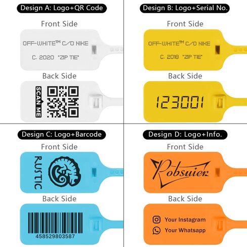 100pcs علامة الشعار المخصصة العلامة zip ropies الأمان البلاستيكي أبيض الملابس العلامة التجارية العلامة التجارية معلقة العلامات 300 مم/11.8 " in Saudi Arabia